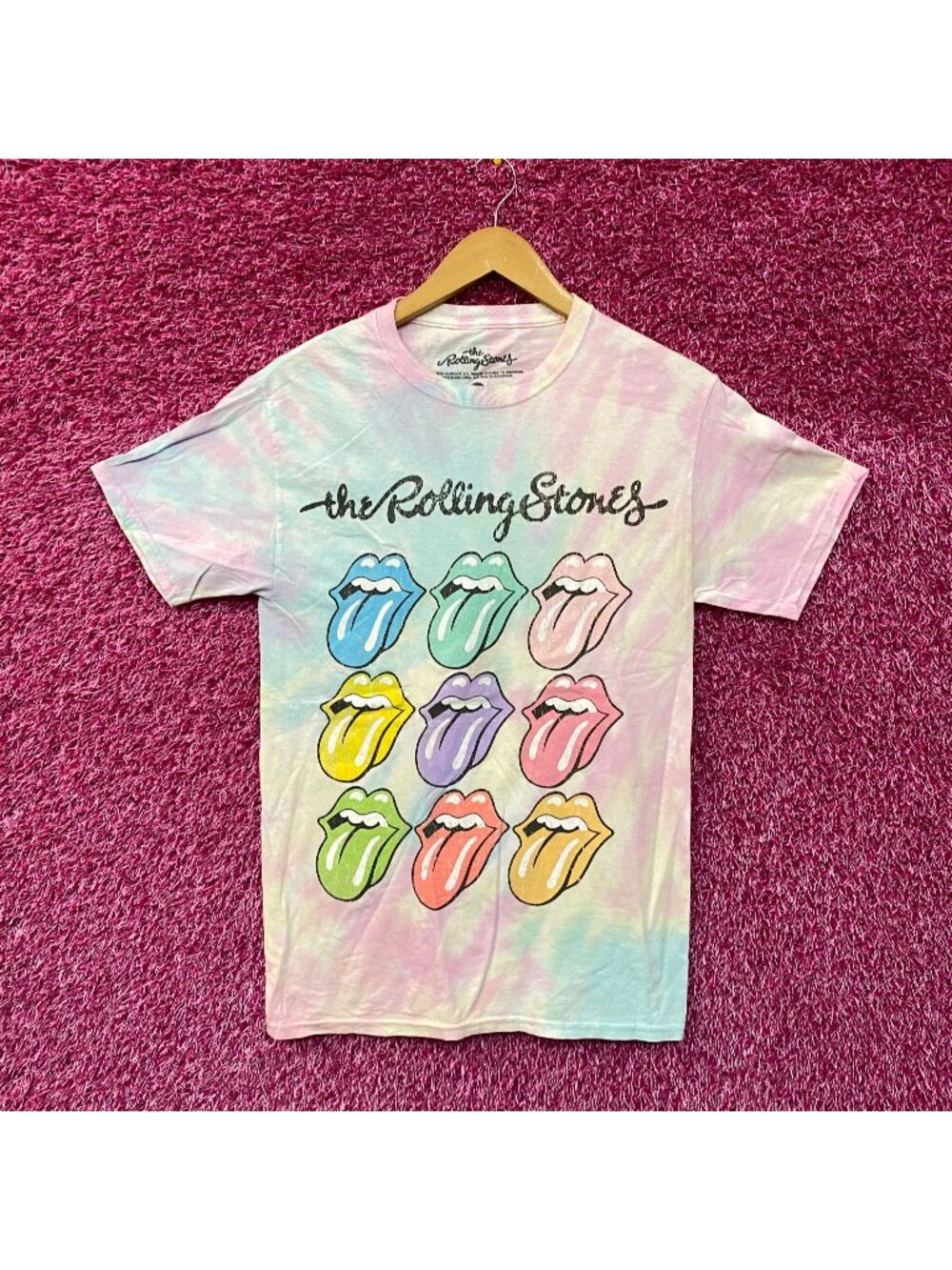 The Rolling Stones  Pastel Tie Dye Rock Tshirt size Small